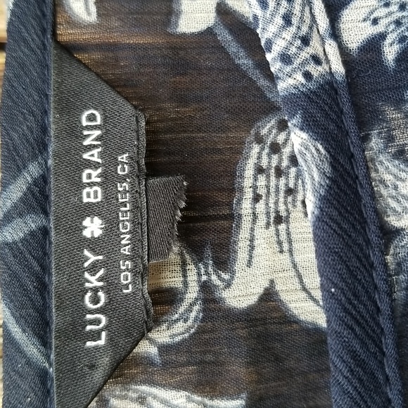 SEXY SHEER GAUZY RUFFLED FLORAL XL 44 BUST Lucky Brand Top Blouse - Picture 8 of 13